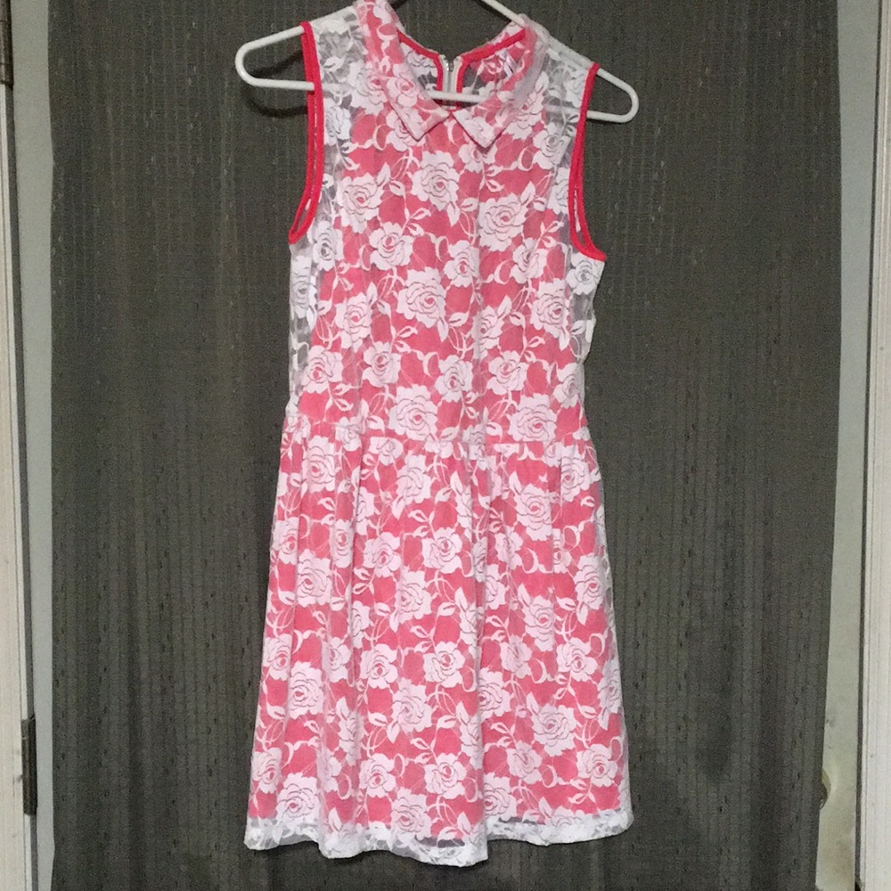 Event coral and lace dress